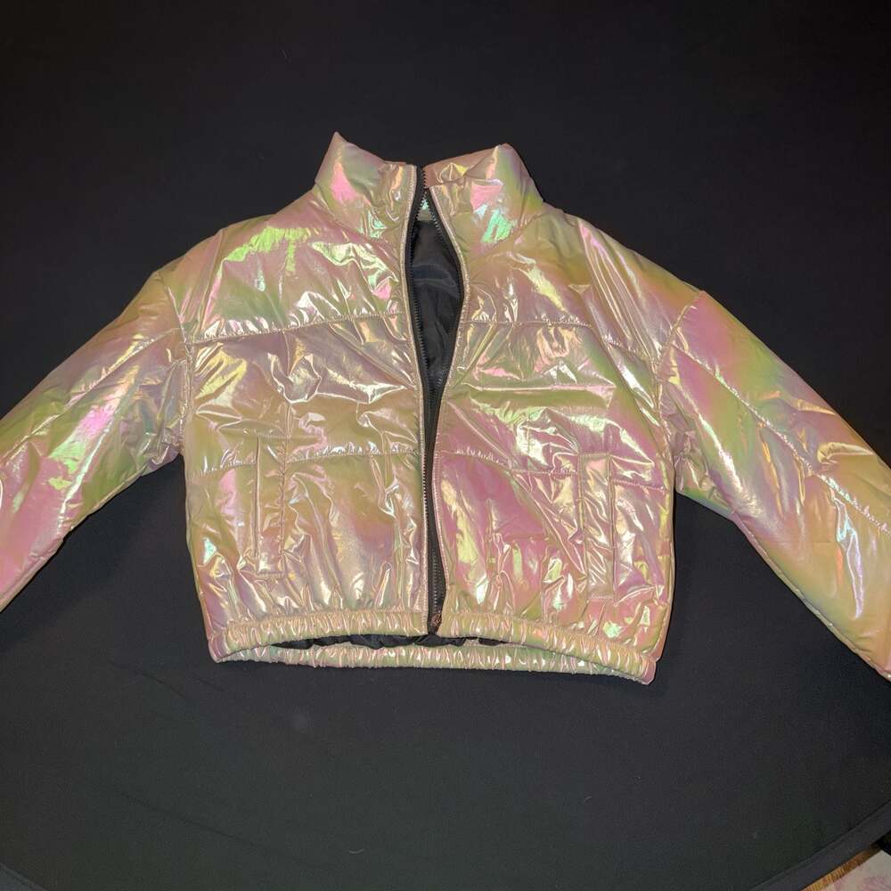Puffer Holographic Zip Up Padded Coat #133